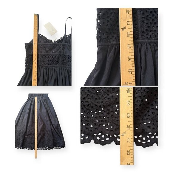 ULLA JOHNSON Celestia Broderie Anglaise Cotton Midi Dress, Black, Size 4, NWT - Picture 16 of 16